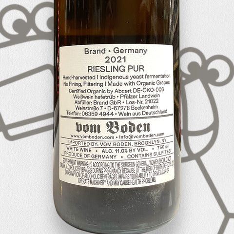 Weingut Brand Bros 'Pur Riesling' 2021 Pfalz, Germany - Williston Park Wines & Spirits