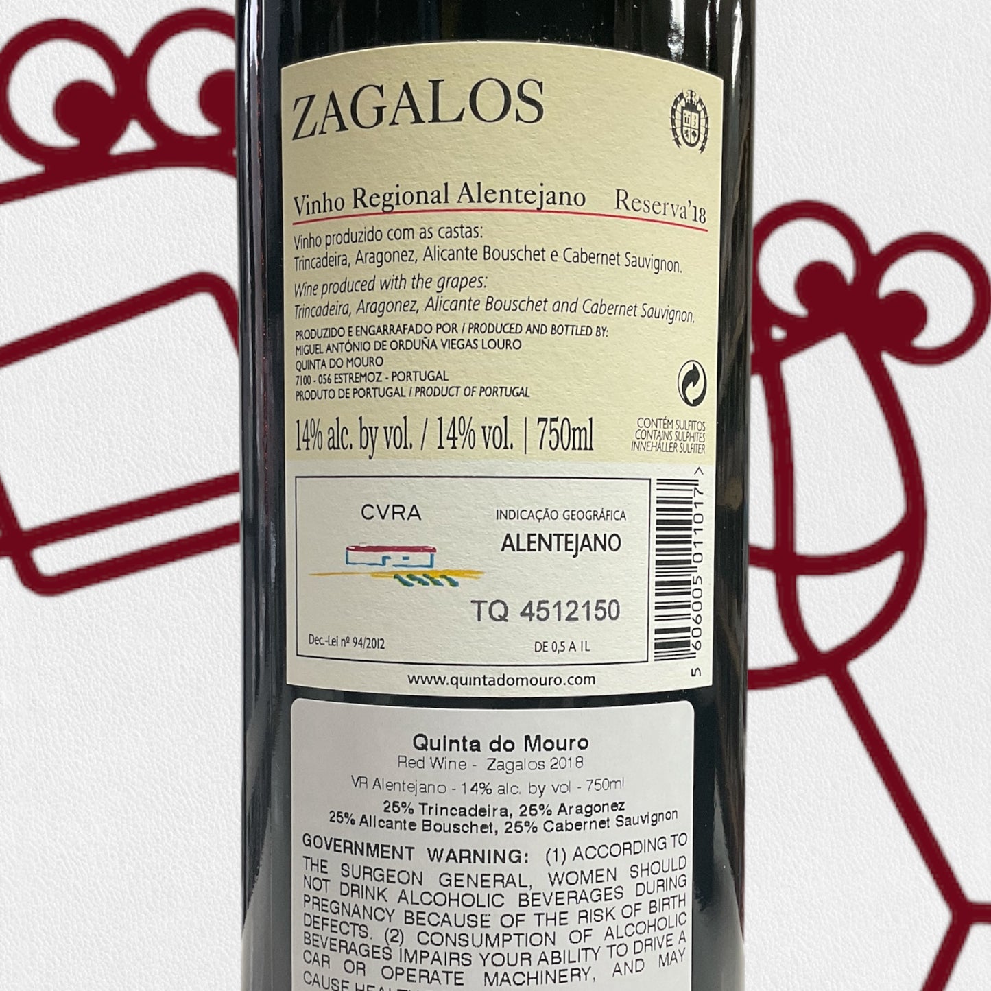 Quinta do Mouro 'Zagalos' 2018 Alentejano, Portugal