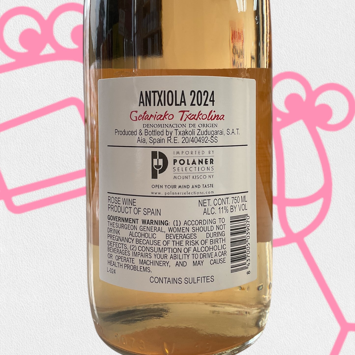 Bodegas Zudugarai 'Antxiola' Rosado 2024 Txakolina, Spain
