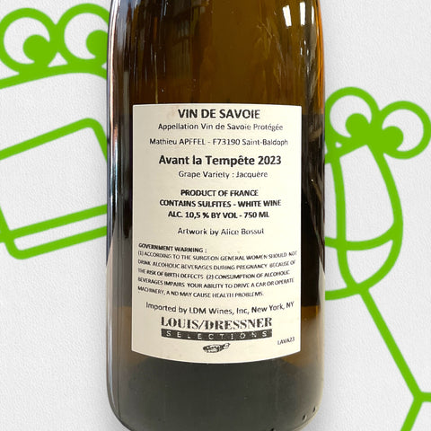 Camille & Mathieu Apffel 'Avant La Tempete' 2023 Savoie, France - Williston Park Wines & Spirits
