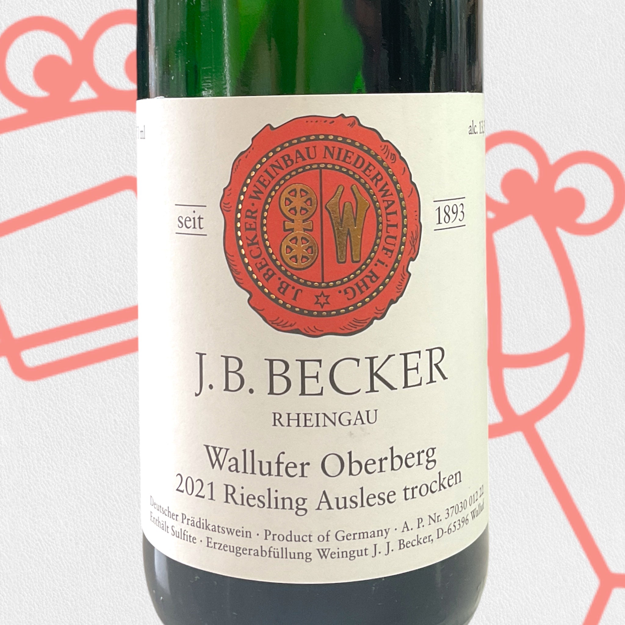 J.B. Becker Riesling 'Oberberg Auslese' Trocken 2021 Rheingau, Germany ...