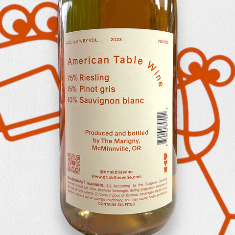 The Marigny 'Drink This Wine A Gluggable Skin Contact-y White' 2023 Willamette Valley, Oregon - Williston Park Wines & Spirits