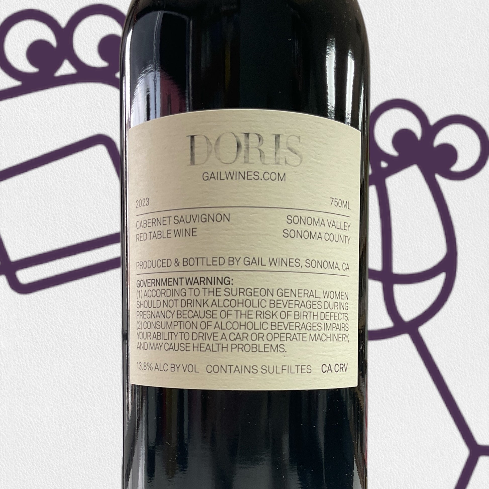 Gail Wines 'Doris' Cabernet Sauvignon 2023 Sonoma Valley, California - Williston Park Wines & Spirits