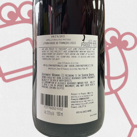 Les Vins Pirouettes 'Litron Rouge de Francois' 2023 Alsace, France - Williston Park Wines & Spirits