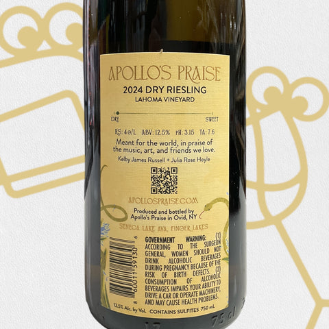 Apollo's Praise 'The Knoll' Riesling 2024 Seneca Lake, NY - Williston Park Wines & Spirits