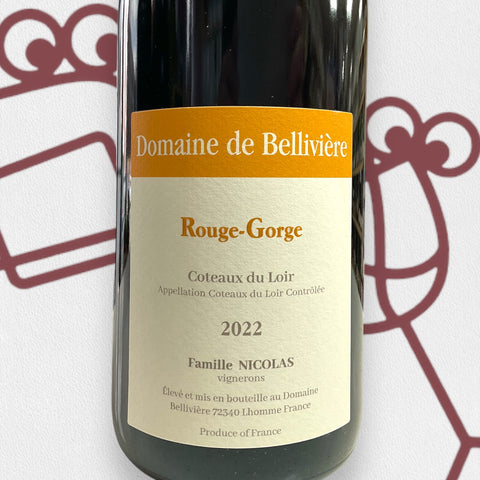 Eric Nicolas Domaine de Belliviere 'Coteaux du Loir Le Rouge Gorge' 2022 Loire Valley, France