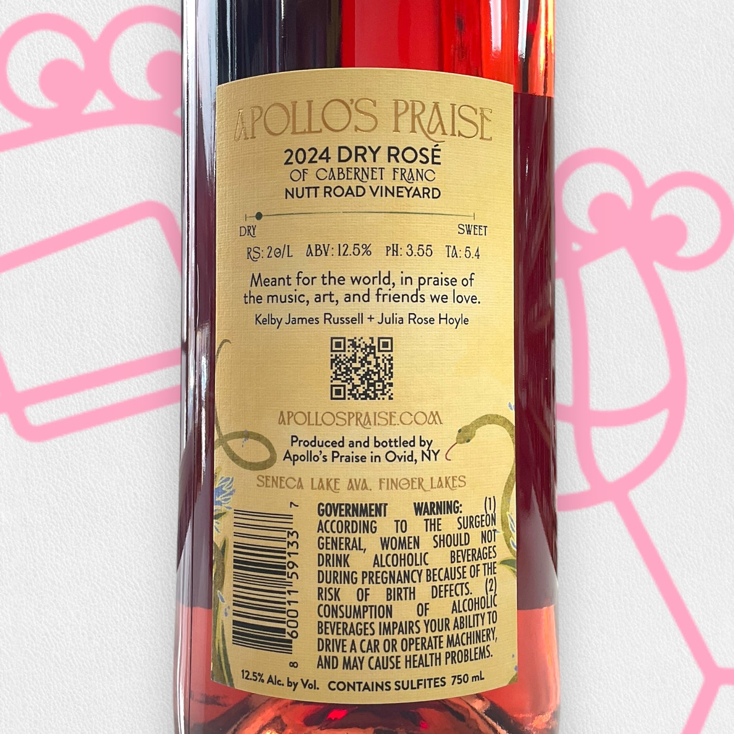 Apollo's Praise 'Nutt Road Vineyard' Dry Rosé 2024 Seneca Lake, NY