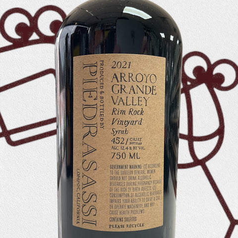 Piedrasassi 'Rim Rock Vineyard' Syrah 2021 Arroyo Grande Valley, California